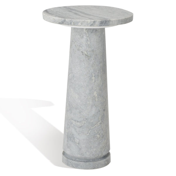 Safavieh VALENTIA Round Marble Accent Table - Sculptural Elegance for Modern Interiors and Small Spaces Light Grey SFV9704A