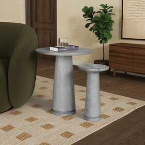 Safavieh VALENTIA Round Marble Accent Table - Sculptural Elegance for Modern Interiors and Small Spaces Light Grey SFV9704A