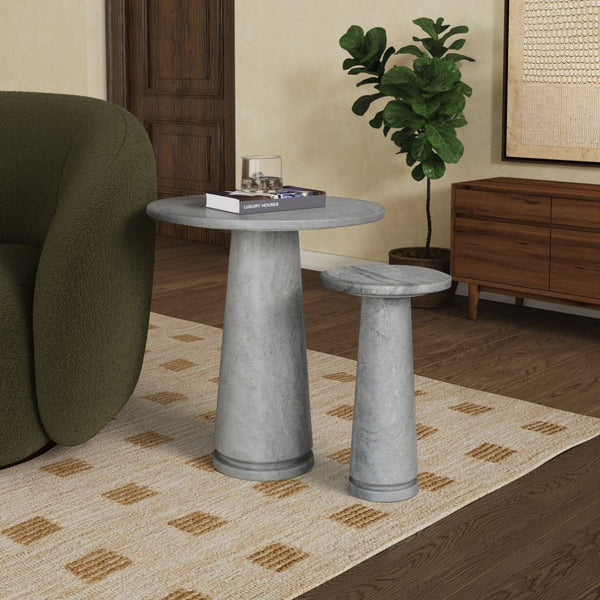 Safavieh VALENTIA Round Marble Accent Table - Sculptural Elegance for Modern Interiors and Small Spaces Light Grey SFV9704A