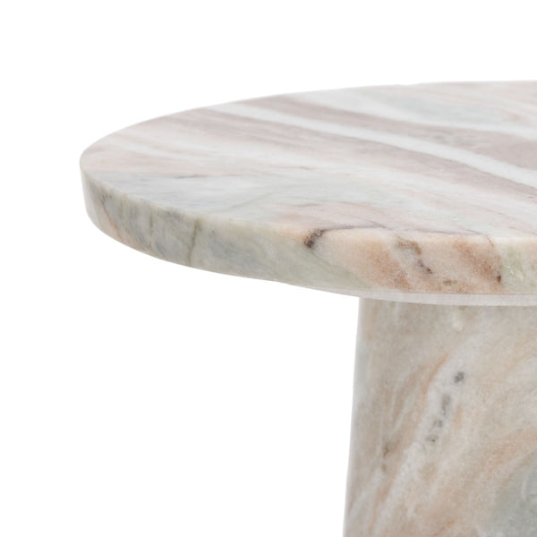 Safavieh VALENTIA Round Marble Accent Table - Sculptural Elegance for Modern Interiors and Small Spaces White / Brown SFV9704B