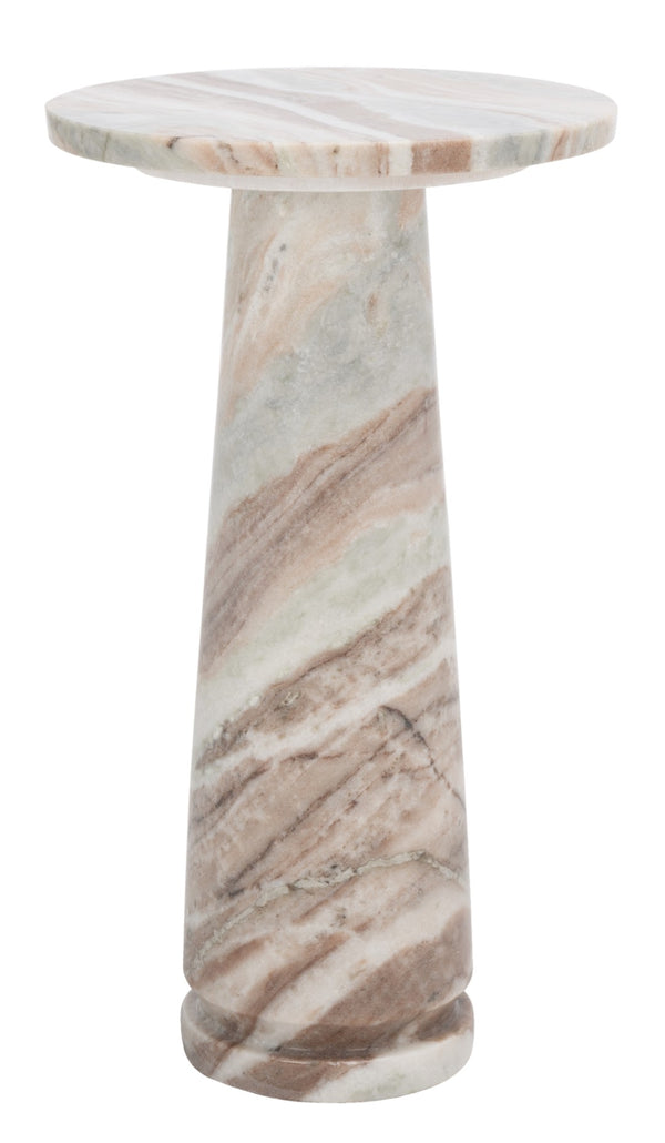 Safavieh VALENTIA Round Marble Accent Table - Sculptural Elegance for Modern Interiors and Small Spaces White / Brown SFV9704B