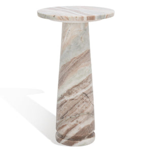 Safavieh VALENTIA Round Marble Accent Table - Sculptural Elegance for Modern Interiors and Small Spaces White / Brown SFV9704B