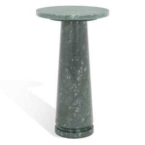 Safavieh VALENTIA Round Marble Accent Table - Sculptural Elegance for Modern Interiors and Small Spaces Green SFV9704C