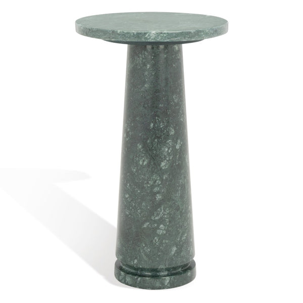 Safavieh VALENTIA Round Marble Accent Table - Sculptural Elegance for Modern Interiors and Small Spaces Green SFV9704C