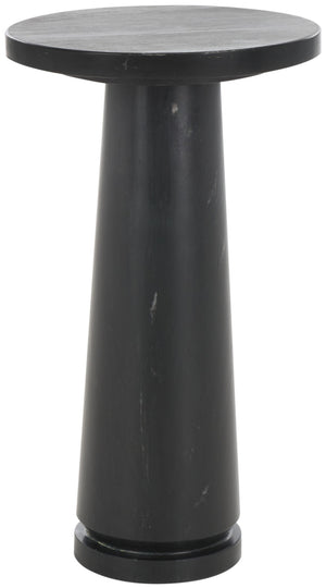 Safavieh VALENTIA Round Marble Accent Table - Sculptural Elegance for Modern Interiors and Small Spaces Black SFV9704D