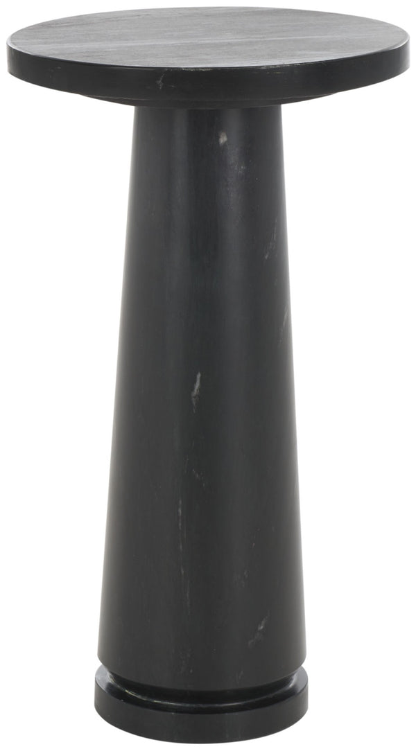 Safavieh VALENTIA Round Marble Accent Table - Sculptural Elegance for Modern Interiors and Small Spaces Black SFV9704D