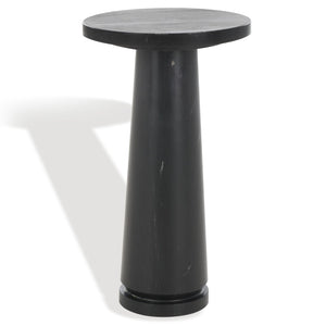 Safavieh VALENTIA Round Marble Accent Table - Sculptural Elegance for Modern Interiors and Small Spaces Black SFV9704D