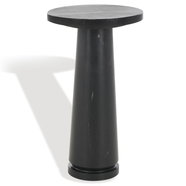Safavieh VALENTIA Round Marble Accent Table - Sculptural Elegance for Modern Interiors and Small Spaces Black SFV9704D