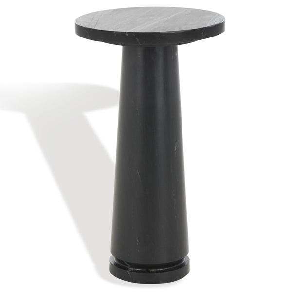 Safavieh VALENTIA Round Marble Accent Table - Sculptural Elegance for Modern Interiors and Small Spaces Black SFV9704D