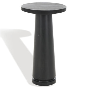 Safavieh VALENTIA Round Marble Accent Table - Sculptural Elegance for Modern Interiors and Small Spaces Black SFV9704D