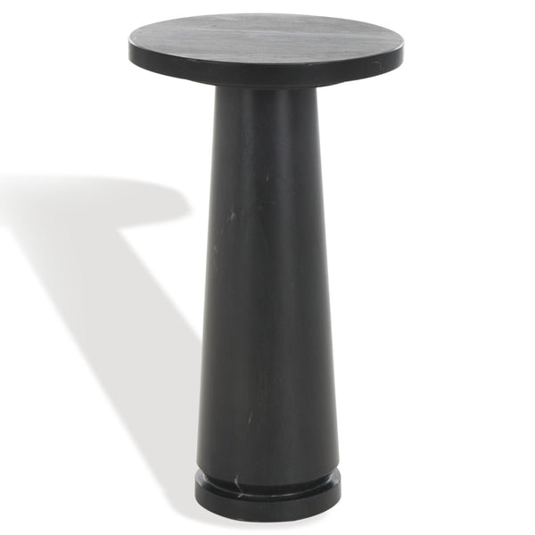 Safavieh VALENTIA Round Marble Accent Table - Sculptural Elegance for Modern Interiors and Small Spaces Black SFV9704D