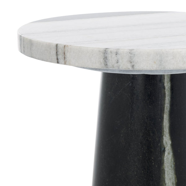 Safavieh VALENTIA Round Marble Accent Table - Sculptural Elegance for Modern Interiors and Small Spaces White / Black SFV9704F