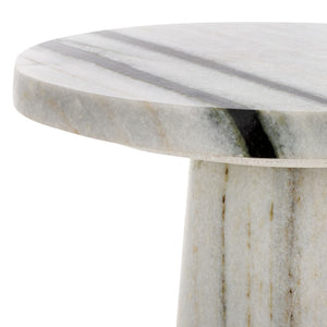 Safavieh VALENTIA Round Marble Accent Table - Sculptural Elegance for Modern Interiors and Small Spaces White / Black SFV9704F