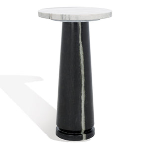 Safavieh VALENTIA Round Marble Accent Table - Sculptural Elegance for Modern Interiors and Small Spaces White / Black SFV9704F