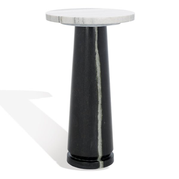Safavieh VALENTIA Round Marble Accent Table - Sculptural Elegance for Modern Interiors and Small Spaces White / Black SFV9704F