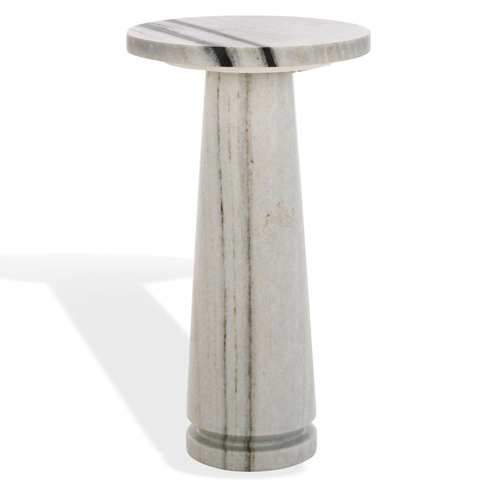 Safavieh VALENTIA Round Marble Accent Table - Sculptural Elegance for Modern Interiors and Small Spaces White / Black SFV9704F
