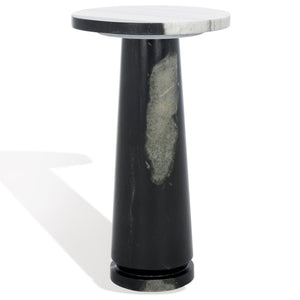 Safavieh VALENTIA Round Marble Accent Table - Sculptural Elegance for Modern Interiors and Small Spaces White / Black SFV9704F