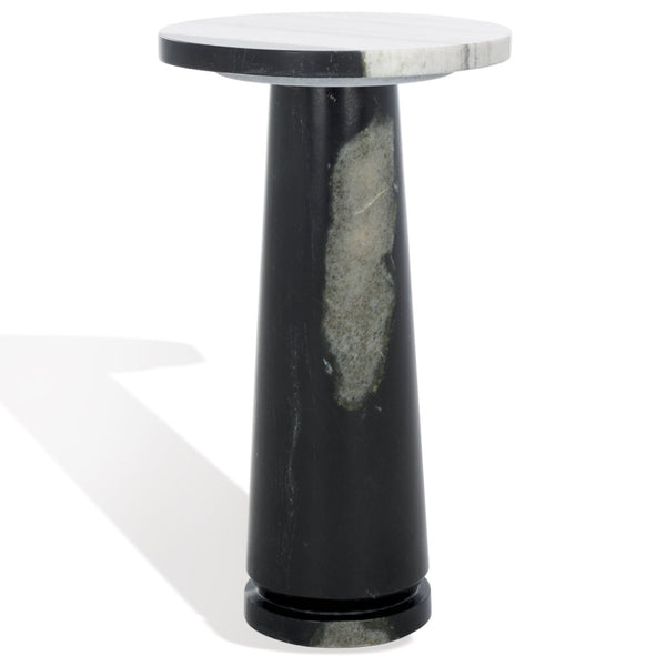 Safavieh VALENTIA Round Marble Accent Table - Sculptural Elegance for Modern Interiors and Small Spaces White / Black SFV9704F