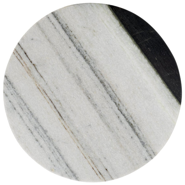 Safavieh VALENTIA Round Marble Accent Table - Sculptural Elegance for Modern Interiors and Small Spaces White / Black SFV9704F