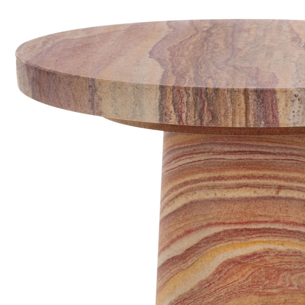 Safavieh VALENTIA Round Marble Accent Table - Sculptural Elegance for Modern Interiors and Small Spaces Brown SFV9704G