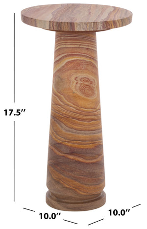 Safavieh VALENTIA Round Marble Accent Table - Sculptural Elegance for Modern Interiors and Small Spaces Brown SFV9704G