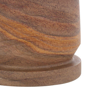 Safavieh VALENTIA Round Marble Accent Table - Sculptural Elegance for Modern Interiors and Small Spaces Brown SFV9704G