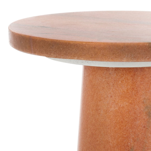 Safavieh VALENTIA Round Marble Accent Table - Sculptural Elegance for Modern Interiors and Small Spaces Clay SFV9704H