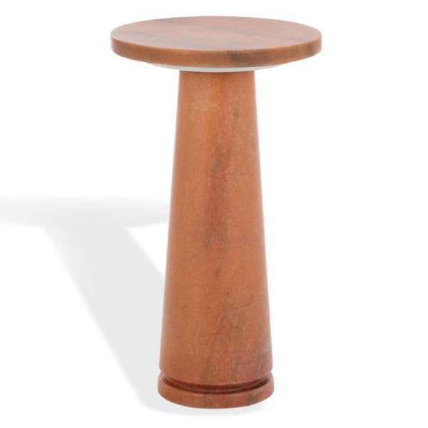 Safavieh VALENTIA Round Marble Accent Table - Sculptural Elegance for Modern Interiors and Small Spaces Clay SFV9704H