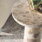 Safavieh Valentia Round Marble Accent Table Beige Marble / Mdf  SFV9704I