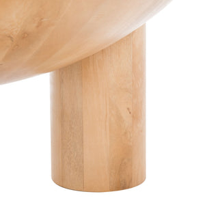 Safavieh CALHOUN Round Mango Wood Coffee Table - Sculptural Design with Asymmetrical Charm for Modern Interiors Natural SFV9705A
