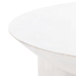 Safavieh CALHOUN Round Mango Wood Coffee Table - Sculptural Design with Asymmetrical Charm for Modern Interiors White Washed SFV9705B