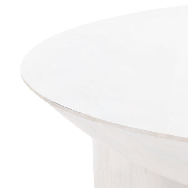 Safavieh CALHOUN Round Mango Wood Coffee Table - Sculptural Design with Asymmetrical Charm for Modern Interiors White Washed SFV9705B