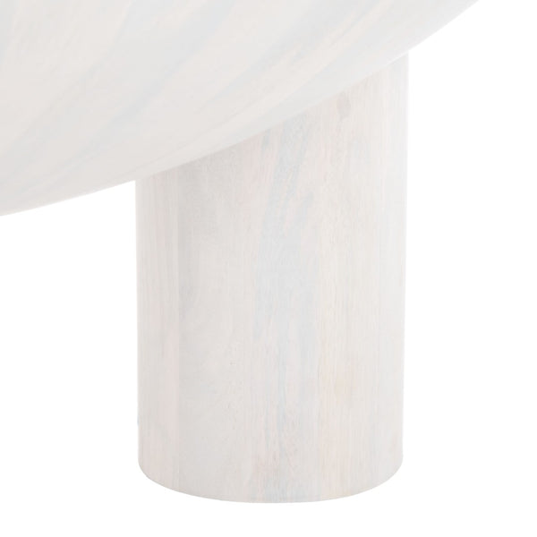 Safavieh CALHOUN Round Mango Wood Coffee Table - Sculptural Design with Asymmetrical Charm for Modern Interiors White Washed SFV9705B