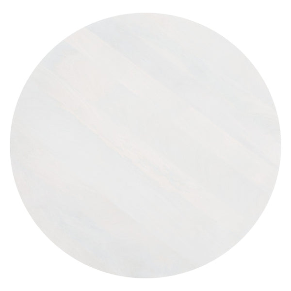 Safavieh CALHOUN Round Mango Wood Coffee Table - Sculptural Design with Asymmetrical Charm for Modern Interiors White Washed SFV9705B