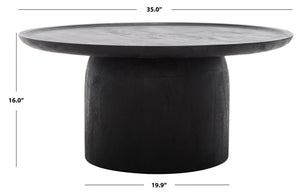 Safavieh Hope Round Wood Coffee Table XII23 Black Wood SFV9706A-2BX