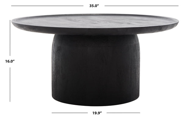 Safavieh Hope Round Wood Coffee Table XII23 Black Wood SFV9706A-2BX