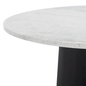 Safavieh MADILYNN Round Coffee Table with Elegant Marble Top and Sculptural Mango Wood Base for Modern Living Black / Light Grey SFV9707B