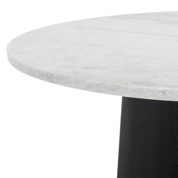 Safavieh MADILYNN Round Coffee Table with Elegant Marble Top and Sculptural Mango Wood Base for Modern Living Black / Light Grey SFV9707B