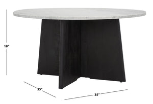 Safavieh MADILYNN Round Coffee Table with Elegant Marble Top and Sculptural Mango Wood Base for Modern Living Black / Light Grey SFV9707B