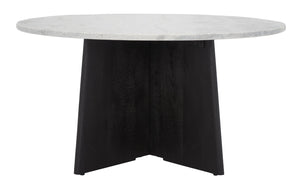 Safavieh MADILYNN Round Coffee Table with Elegant Marble Top and Sculptural Mango Wood Base for Modern Living Black / Light Grey SFV9707B