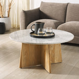 Safavieh Madilynn Round Wood Coffee Table Natural / Light Grey SFV9707D