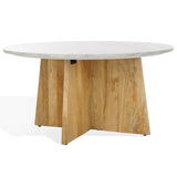 Safavieh Madilynn Round Wood Coffee Table Natural / Light Grey SFV9707D