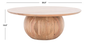 Safavieh Gabribella Round Wood Coffee Table XII23 Natural Wood SFV9709A-2BX