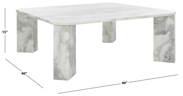 Safavieh Daysi Square Marble Coffee Table XII23 White Marble / Metal / Wood SFV9710B-2BX