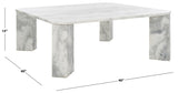 Safavieh Daysi Square Marble Coffee Table XII23 White Marble / Metal / Wood SFV9710B-2BX