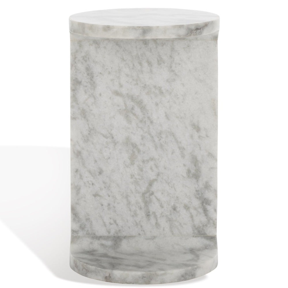 Safavieh MELINDA Marble C-Shaped Accent Table – Sculptural Elegance for Modern Living Spaces and Functionality White SFV9714A