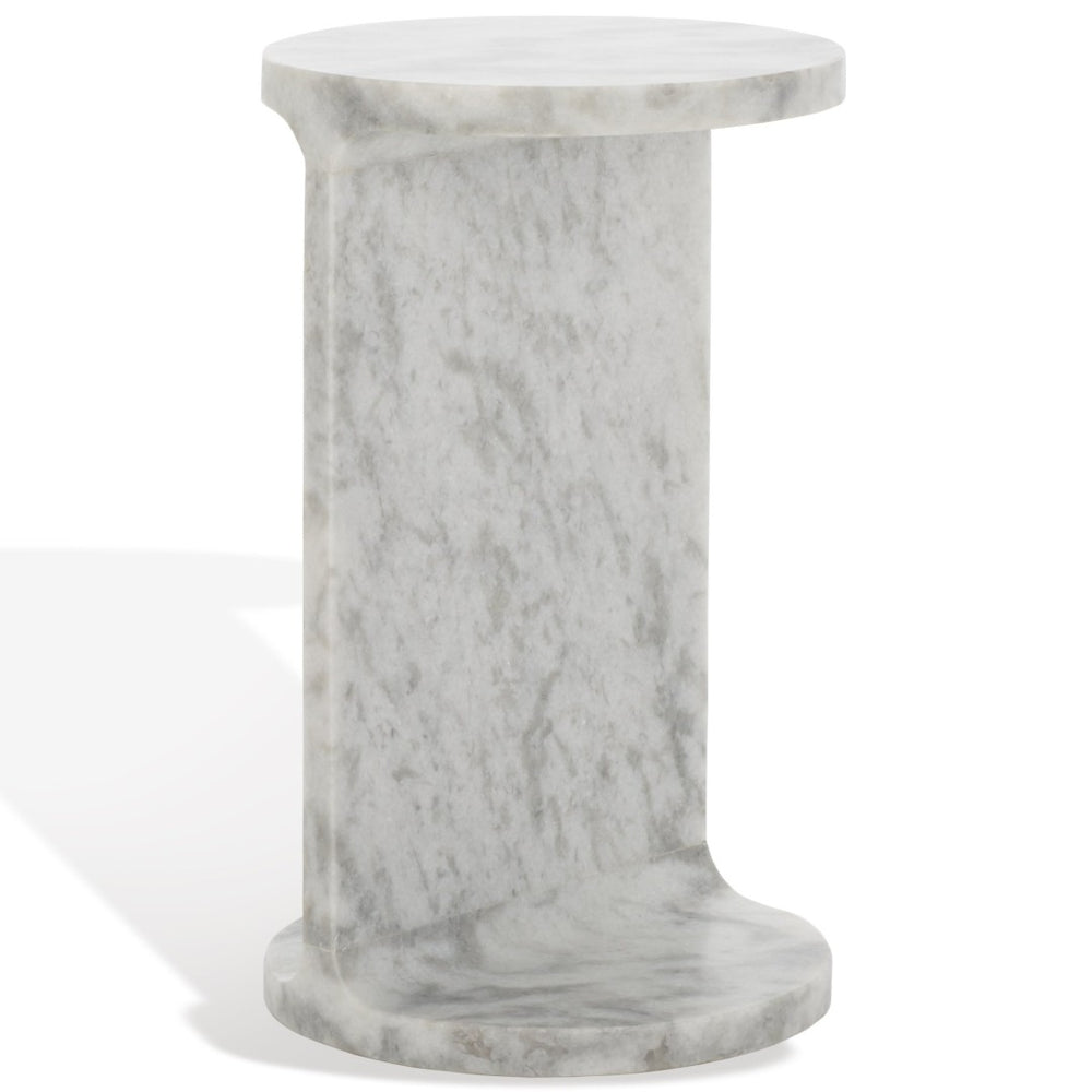 Safavieh MELINDA Marble C-Shaped Accent Table – Sculptural Elegance for Modern Living Spaces and Functionality White SFV9714A