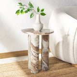 Safavieh Giabella 3 Leg Marble Accent Table White / Brown Marble SFV9715B-2BX