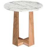 Safavieh Trenton Round Marble Top Accent Table White / Natural Marble / Wood SFV9717A-2BX