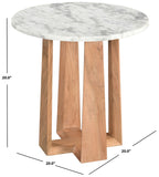 Safavieh Trenton Round Marble Top Accent Table White / Natural Marble / Wood SFV9717A-2BX